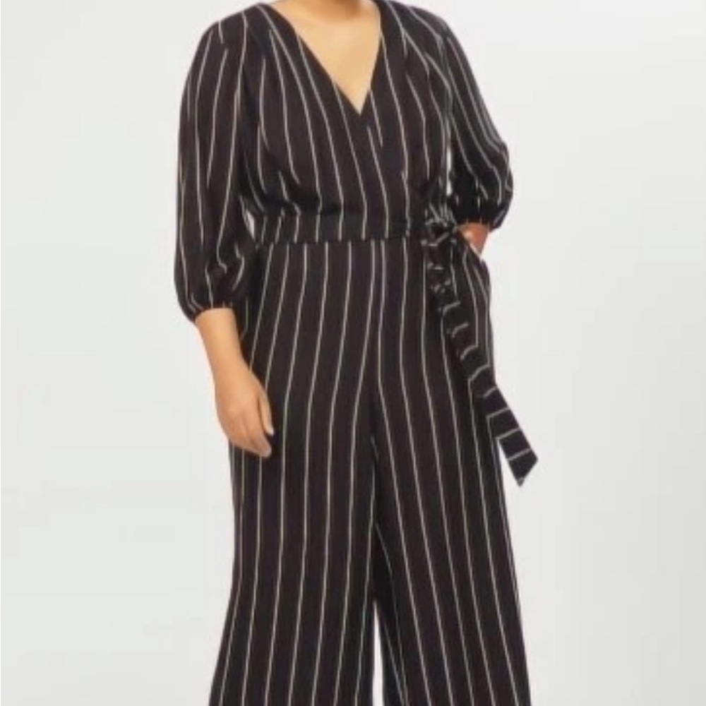 Elegant Black and Red/White Striped Jumpsuit